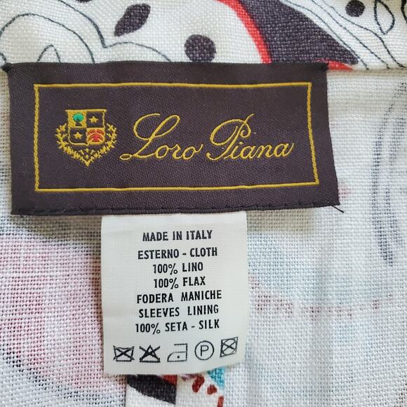 Loro Piana Blazer Womens 42 Multicolor Linen Silk Floral Paisley Pattern Italy - Picture 4 of 14